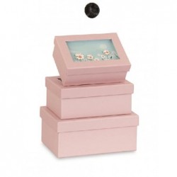 SET 3 SCATOLE ROSA CON MARGHERITE [TONO20941-00.jpg]