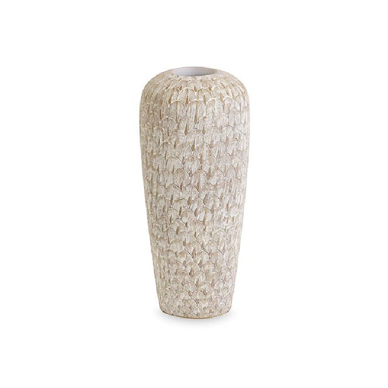VASO IN POLIRESINA BIANCO/ORO d16h36cm [TONO21728-00.jpg]