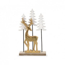 CERVO ORO CON ALBERI IN LEGNO 30cm [TONO21454-00.jpg]