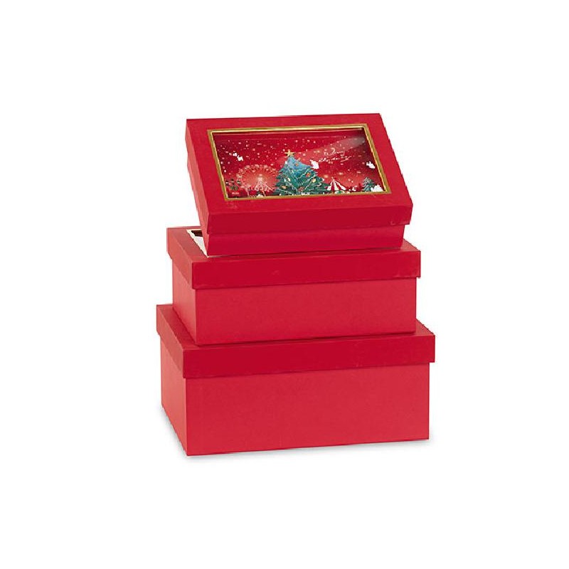 SET 3 SCATOLE ROSSE GIOSTRE DI NATALE 230x170x65  -  290x210x125 [TONO21486-00.jpg]