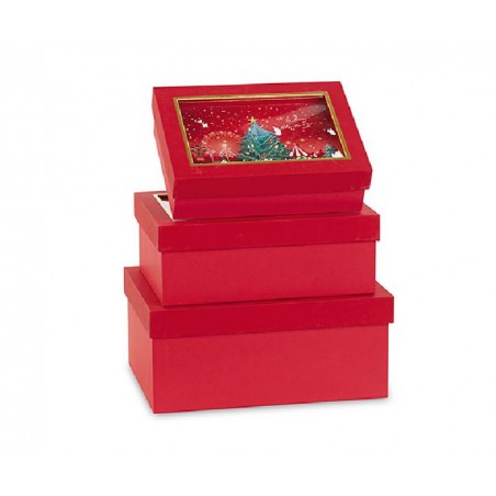 SET 3 SCATOLE ROSSE GIOSTRE DI NATALE 230x170x65  -  290x210x125 [TONO21486-00.jpg]
