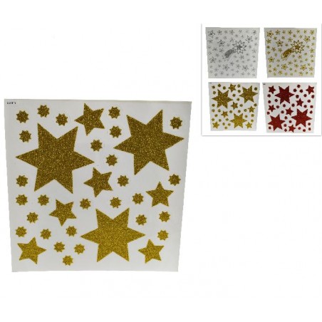 VETROFANIA STELLE GLITTER 33x37cm 4sogg [9012221-00.jpg]