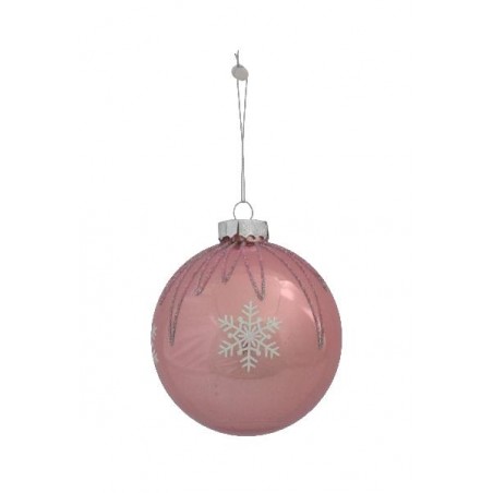---PALLA VETRO ROSA C/FIOCCHI NEVE d8cm [9015491-00.jpg]
