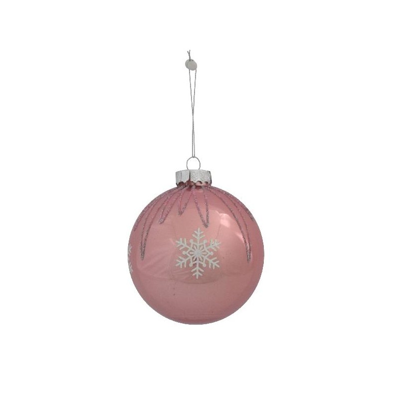 PALLA VETRO ROSA C/FIOCCHI NEVE d10cm [9015492-00.jpg]