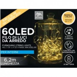 FILO 60 LUCI LED BATTERIA BIANCO CALDO CAVO 6,2mt 8 GIOCHI USO INTERNO [9901060-00.jpg]