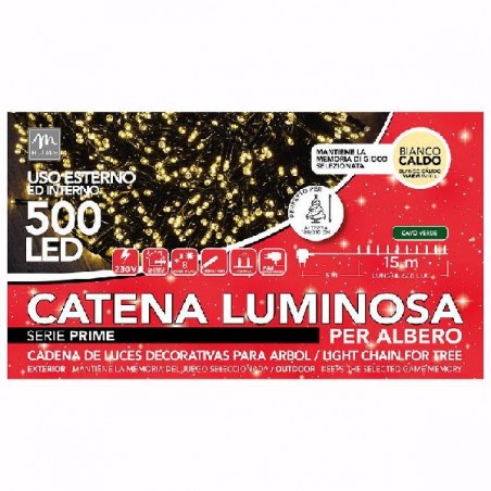 ---FILO 500 LUCI LED BIANCO CALDO 8 GIOC USO ESTERNO/INTERNO FILO VERDE 20mt Tot. [9901044-00.jpg]