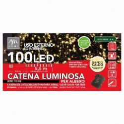 FILO 100 LUCI LED BATTERIA BIANCO CALDO CAVO 5mt+1mt USO ESTERNO FILO VERDE [9901045-00.jpg]