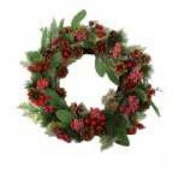 CORONA VERDE CON BACCHE ROSSE d46cm [9015219-00.jpg]