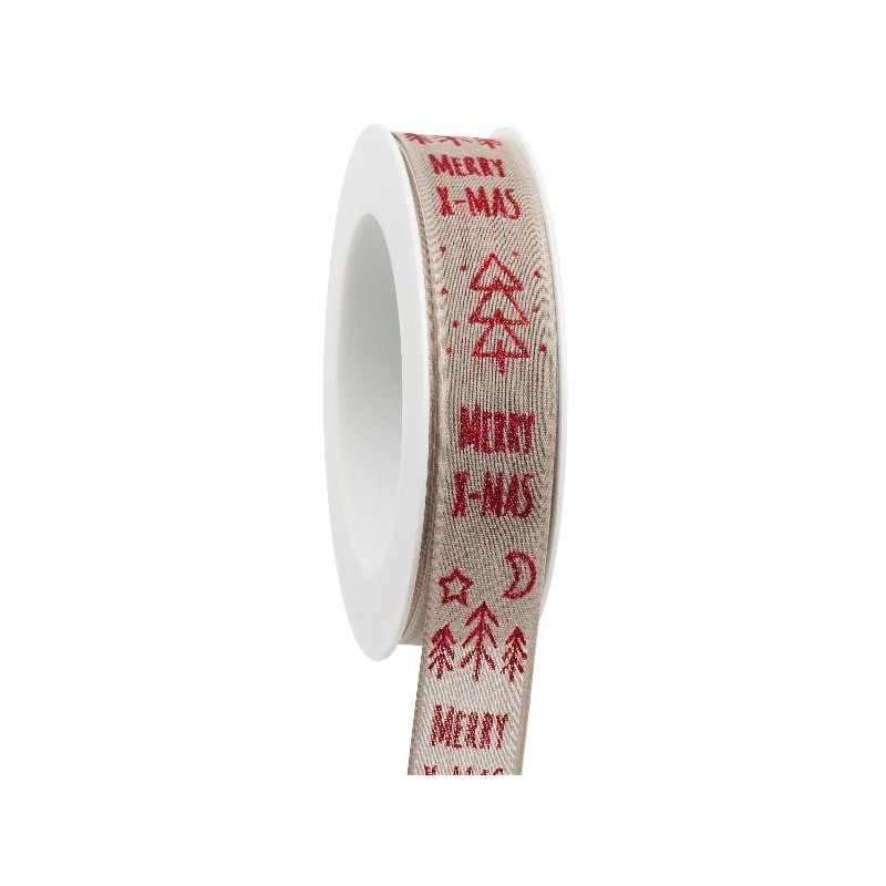 NASTRO ECRU	 SCRITTA ROSSA mm25x20mt [2703742-00.jpg]