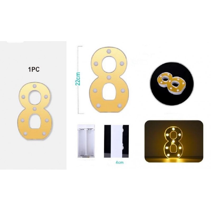 NUMERO 8 ILLUMINATO A LED 22cm [8400308-00.jpg]