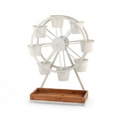 ---VASSOIO RUOTA 8 VASETTI METAL BIANCO 50x22x63 [TONO28673-00.jpg]