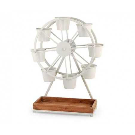 ---VASSOIO RUOTA 8 VASETTI METAL BIANCO 50x22x63 [TONO28673-00.jpg]