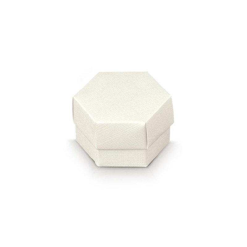 SCATOLA ESAGONALE 60x40mm SETA BIANCA [TONO12917-00.jpg]