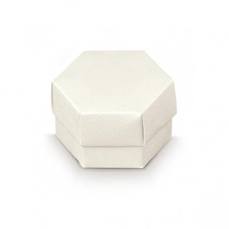 SCATOLA ESAGONALE 60x40mm SETA BIANCA [TONO12917-00.jpg]