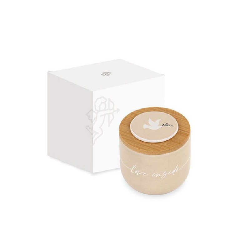 ---BARATTOLO CANDELA BEIGE CRESIMA d60xh COMPLETA DI SCATOLA RAGALO [TONO29359-00.jpg]