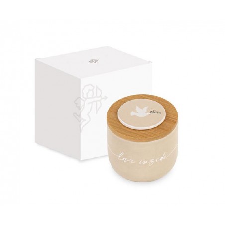 ---BARATTOLO CANDELA BEIGE CRESIMA d60xh COMPLETA DI SCATOLA RAGALO [TONO29359-00.jpg]