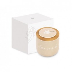 BARATTOLO CANDELA BEIGE CRESIMA d80xh80 COMPLETA DI SCATOLA RAGALO [TONO29360-00.jpg]