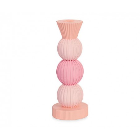 ---PORTACANDELA SFERE ROSA/PESCA h23cm [TONO23023-00.jpg]