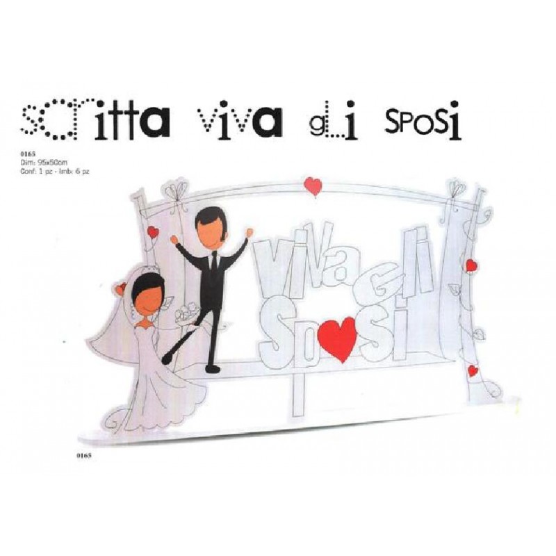 PANNELLO VIVA GLI SPOSI 95x50 BIANCO [2700417-00.jpg]