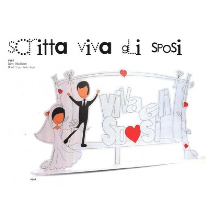 PANNELLO VIVA GLI SPOSI 95x50 BIANCO [2700417-00.jpg]