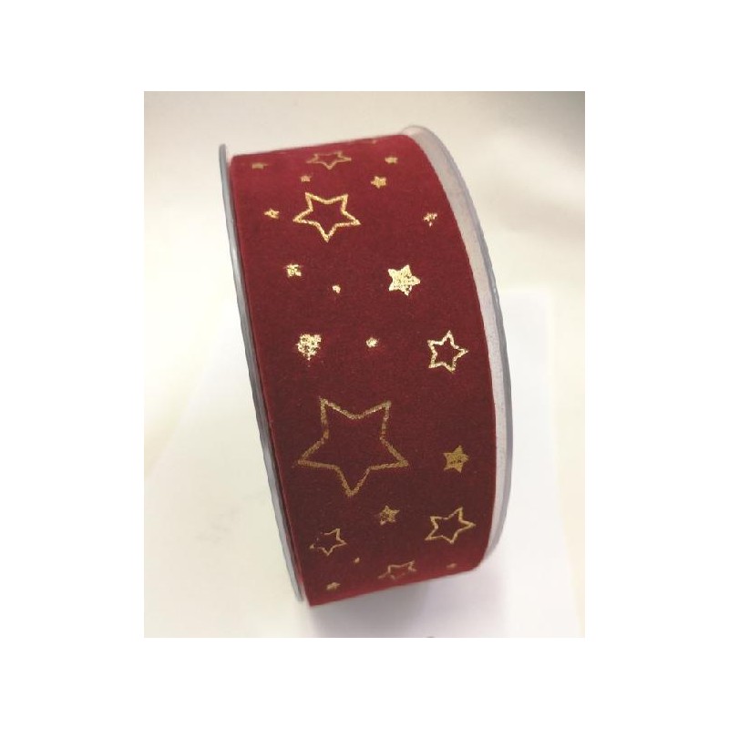 NASTRO VELLUTO BORDO	 STELLE ORO 40x20mt [2730112-00.jpg]