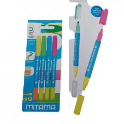 EVIDENZIATORE BICOLOR FLUO 4pz MITAMA [1230101-00.jpg]