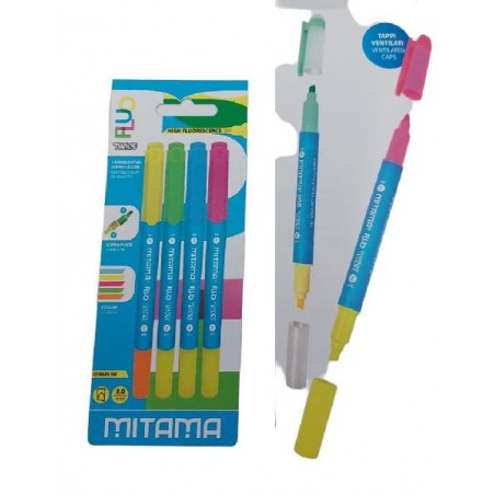 EVIDENZIATORE BICOLOR FLUO 4pz MITAMA [1230101-00.jpg]
