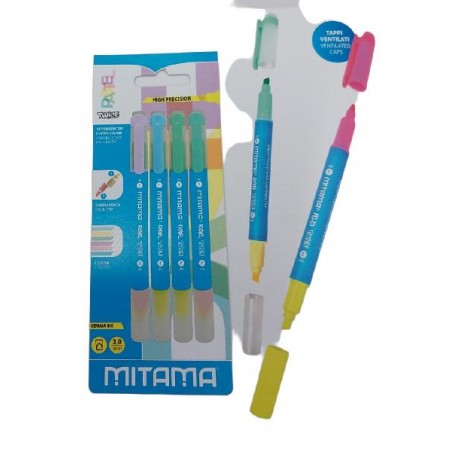 EVIDENZIATORE BICOLOR PASTEL 4pz MITAMA [1230103-00.jpg]