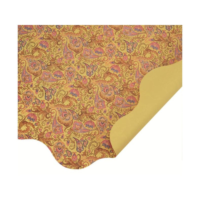 CARTA DIAMETRO 100 PAISLEY GIALLA 10pz [2629511-00.jpg]