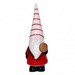BABBO NATALE CERAMICA ROSSO LUCIDO CON CARAMELLA h12cm [9010039-00.jpg]