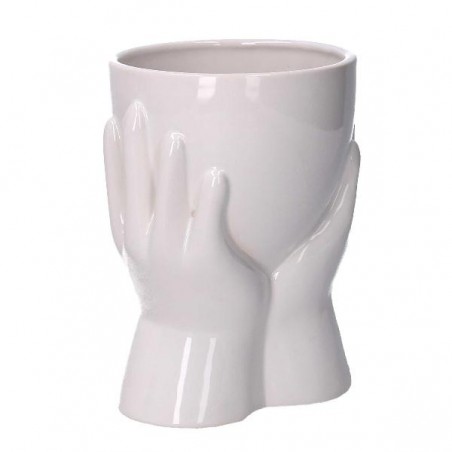 PORTAVASO CERAMICA MANI BIANCO h.17cm [9010121-00.jpg]