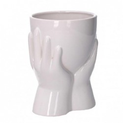 PORTAVASO CERAMICA MANI BIANCO h.20cm [9010123-00.jpg]