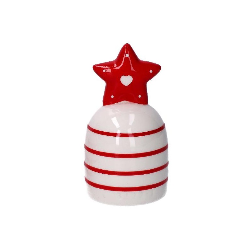 CAMPANA CERAMICA BIANCO RIGA ROSSO 12cm [9010146-00.jpg]