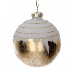SFERA VETRO BIANCO/ORO GLITTER d.8cm [9010026-00.jpg]