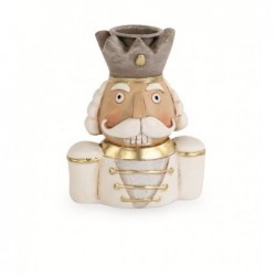 ---SOLDATINO MEZZO BUSTO BIANCO/ORO h.10 PORTACANDELA [TONO23457-00.jpg]