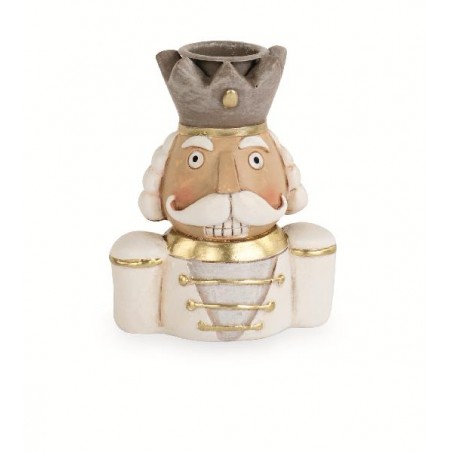 ---SOLDATINO MEZZO BUSTO BIANCO/ORO h.10 PORTACANDELA [TONO23457-00.jpg]