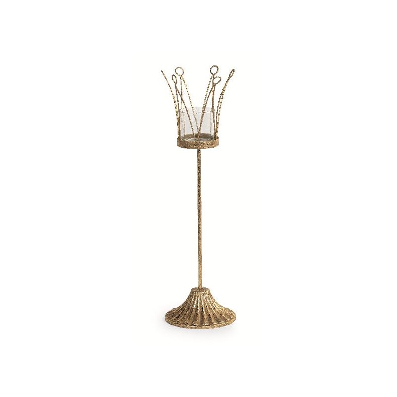 CORONA ORO PORTA T-LIGHT GAMBO h.36cm [TONO23526-00.jpg]
