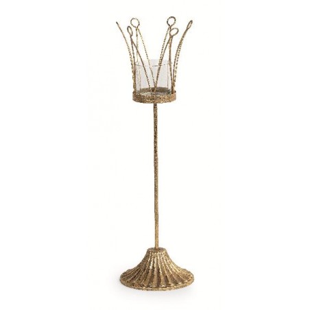 CORONA ORO PORTA T-LIGHT GAMBO h.36cm [TONO23526-00.jpg]