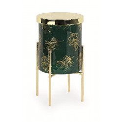 ---CANDELA VETRO VERDE/ORO PROFUMATA ALZATA MET.ORO SCATOLA REGALO d.8x10h [TONO745-00.jpg]