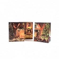 SHOPPER NATALE HOUSE 32x45+12 12pz MANICO TESSUTO,CARTA PLASTIFICATA [2240327-00.jpg]