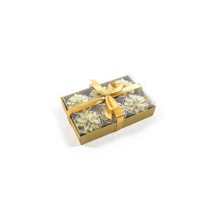 SET 6 CANDELE STELLA NATALE ORO IN SCATOLA REGALO PVC 13x8x3h [0710056-00.jpg]