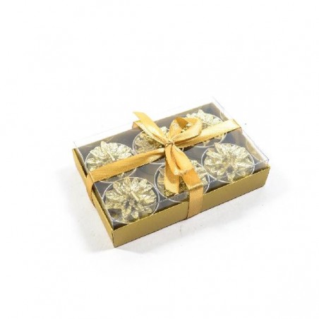 SET 6 CANDELE STELLA NATALE ORO IN SCATOLA REGALO PVC 13x8x3h [0710056-00.jpg]
