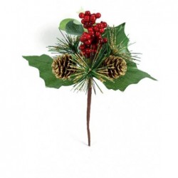 ---PICK CHIUDIPACCO NATALE BACCHE/PIGNE h.20cm GLITTERATO [9015233-00.jpg]