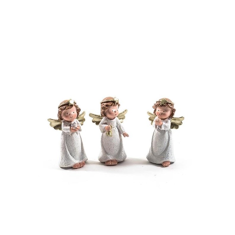 ANGELO RESINA BIANCO/ORO H.13cm 3sogg [9011199-00.jpg]