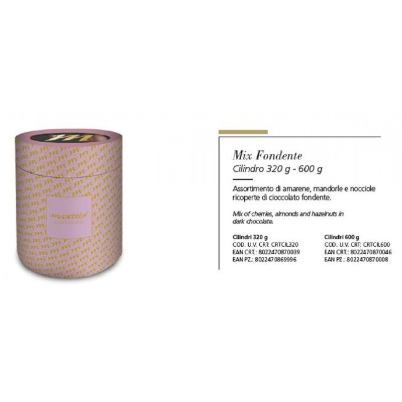 CILINDRO LILLA MIX FONDENTE  320g AMARENE,MANDORLE E NOCCIOLE CIOCCOLATO FONDENTE [0151168-00.jpg]
