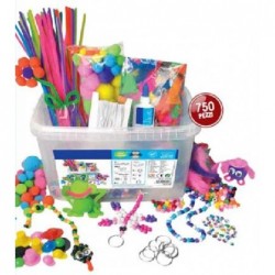 CRAFT SET 750pz 30 P.CHIAVI-25 OCCHI-48 CAPPELLI-50 FILI 100 POMPON -PIUME-400 PERLE [8190115-00.jpg]