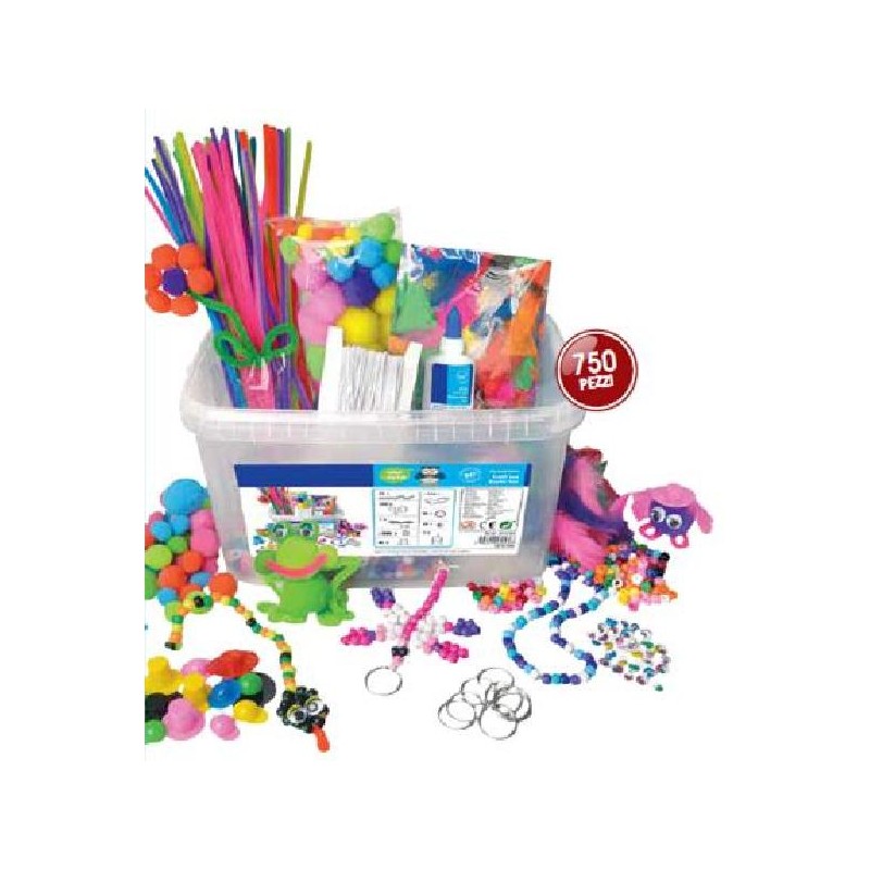 CRAFT SET 750pz 30 P.CHIAVI-25 OCCHI-48 CAPPELLI-50 FILI 100 POMPON -PIUME-400 PERLE [8190115-00.jpg]