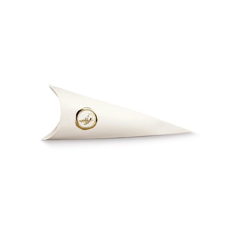 CONO BUSTA 190mm FIBRA BIANCA STAMPA CRESIMA ORO [TONO19090-00.jpg]