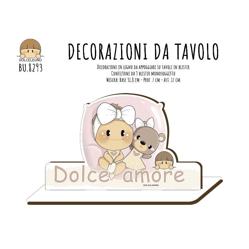 --BUBINE DECORAZIONE da TAVOLO IN LEGNO BABY ROSA DOLCE AMORE [2200105-00.jpg]