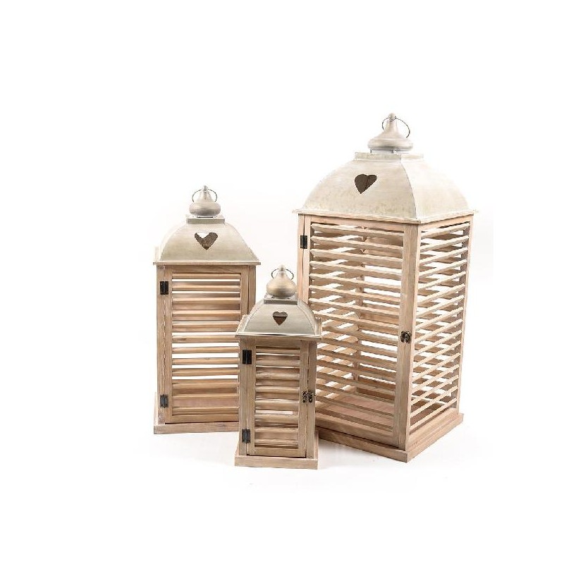 ***SET 3 LANTERNE IN LEGNO E METALLO [9020171-00.jpg]